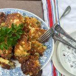 Okra Fritters on a serving plate