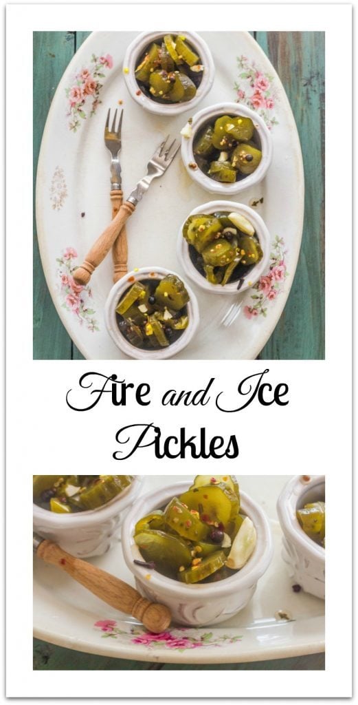 Fire and Ice Pickles on plate.