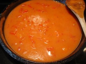 Soup in bowl.