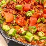 okra and tomatoes in a skillet