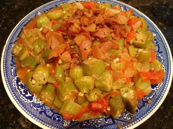 okra and tomatoes