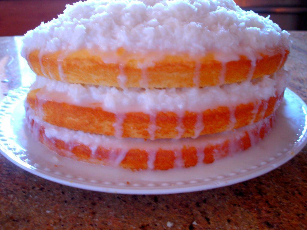 Coconut Cake with Sour Cream Filling ~ Syrup and Biscuits