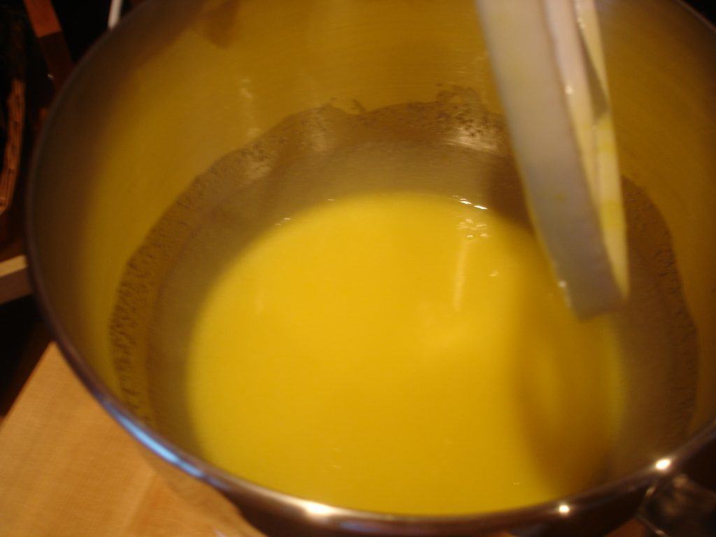 Oil, sugar and egg mixutre