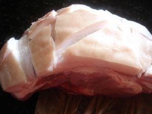 Slow Cooker Fresh Ham Pork Shoulder cooked.