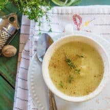 creamy turnip potato soup in a bowl