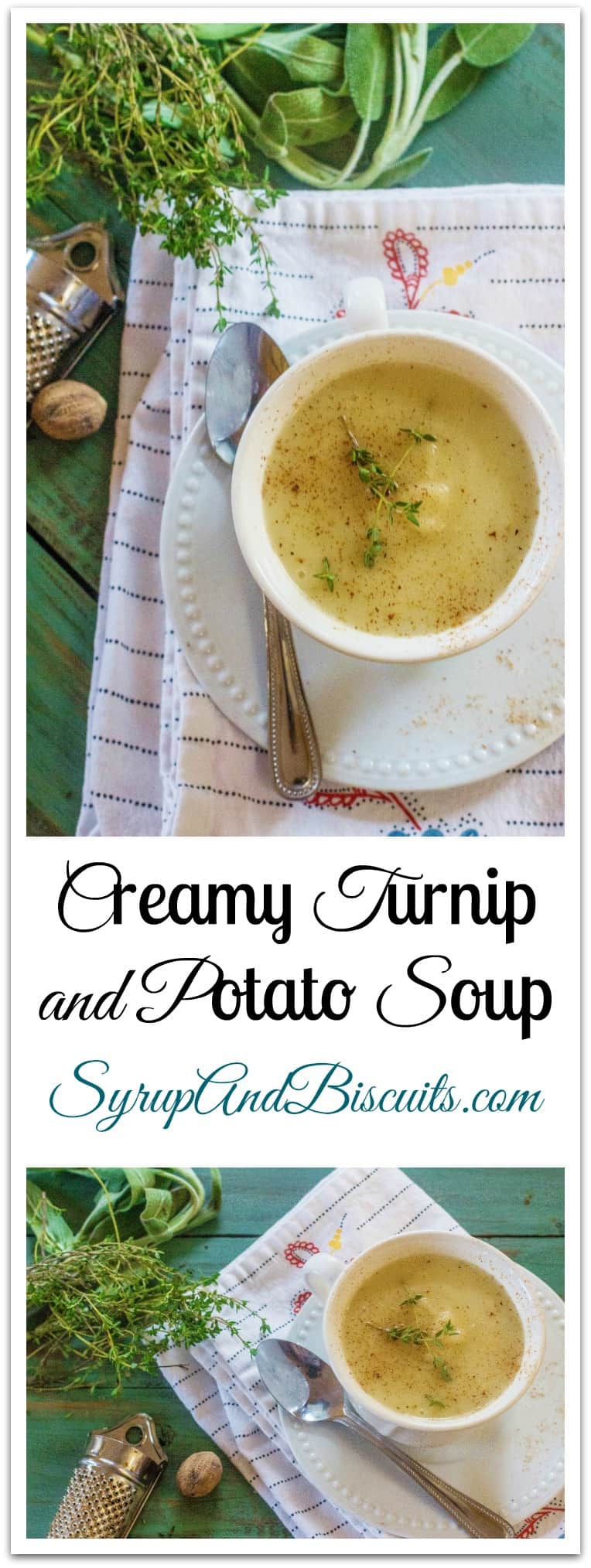 Creamy Turnip Potato Soup Syrup and Biscuits