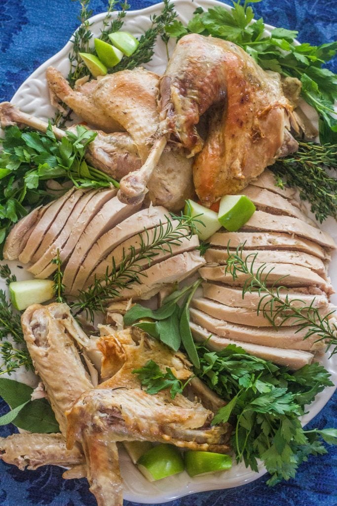 Upside Down, Inside, Outside Turkey on platter.