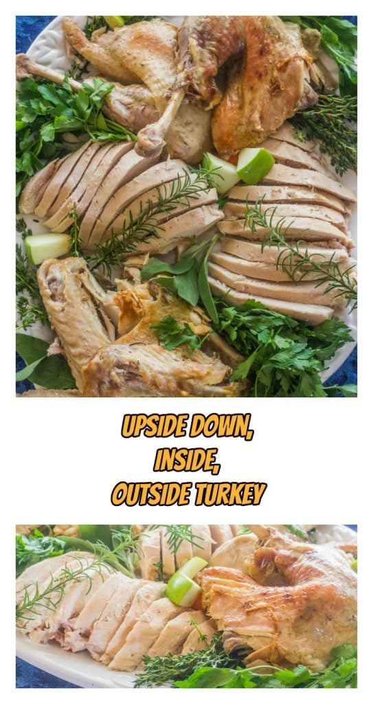 Upside Down, Inside, Outside Turkey on platters.