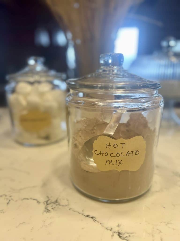 homemade hot chocolate in a canister