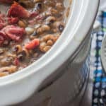 Slow-Cooker Southern-Style Blackeye Peas. Dried blackeye peas cooked in a slow-cooker with ham hocks, sweet onion and seasoning.