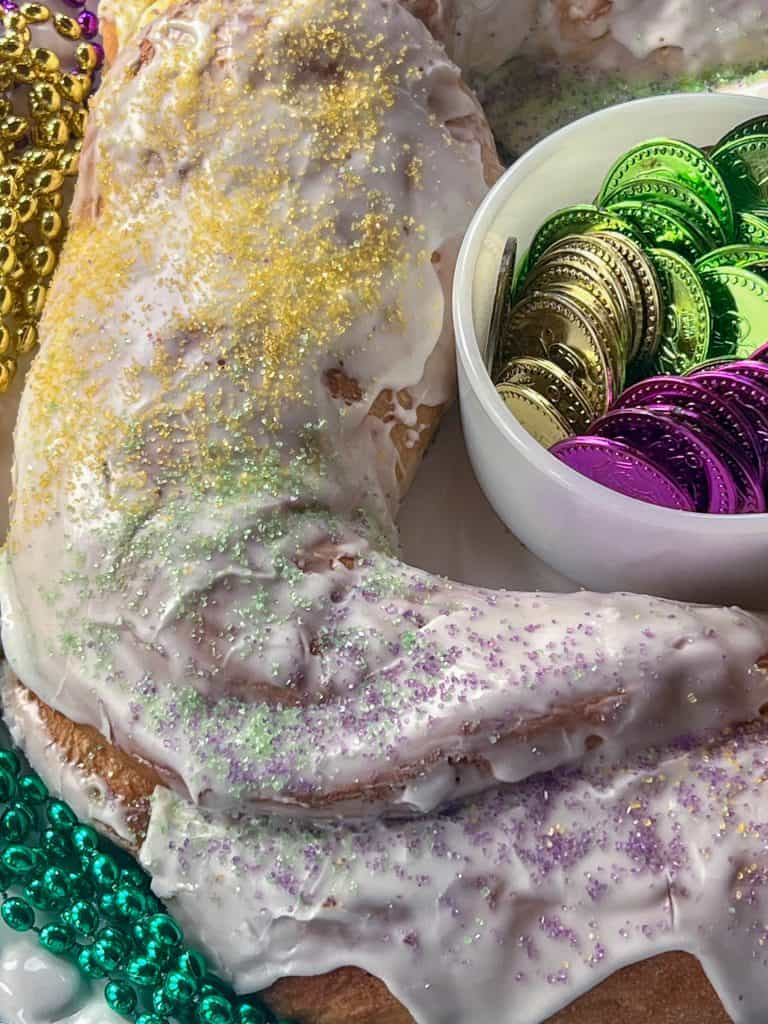 King Cake with colored sprinkles
