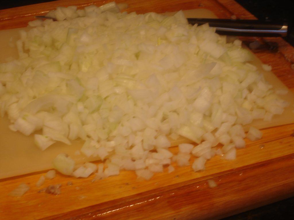 Onions on cutting board