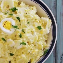 Hot Country Potato Salad. Boiled potatoes are mixed with mayonnaise, chopped boiled eggs and sweet pickle relish. Served warm. One of the most popular recipes on the site.