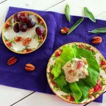 pecan sage chicken salad on a serving plate