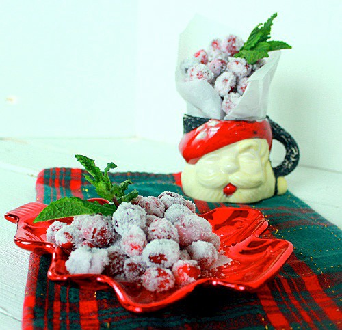 Sugared Cranberries with Santa