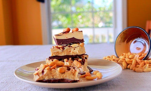 Peanut Butter Chocolate Bark with Peanuts ~ Syrup and Biscuits