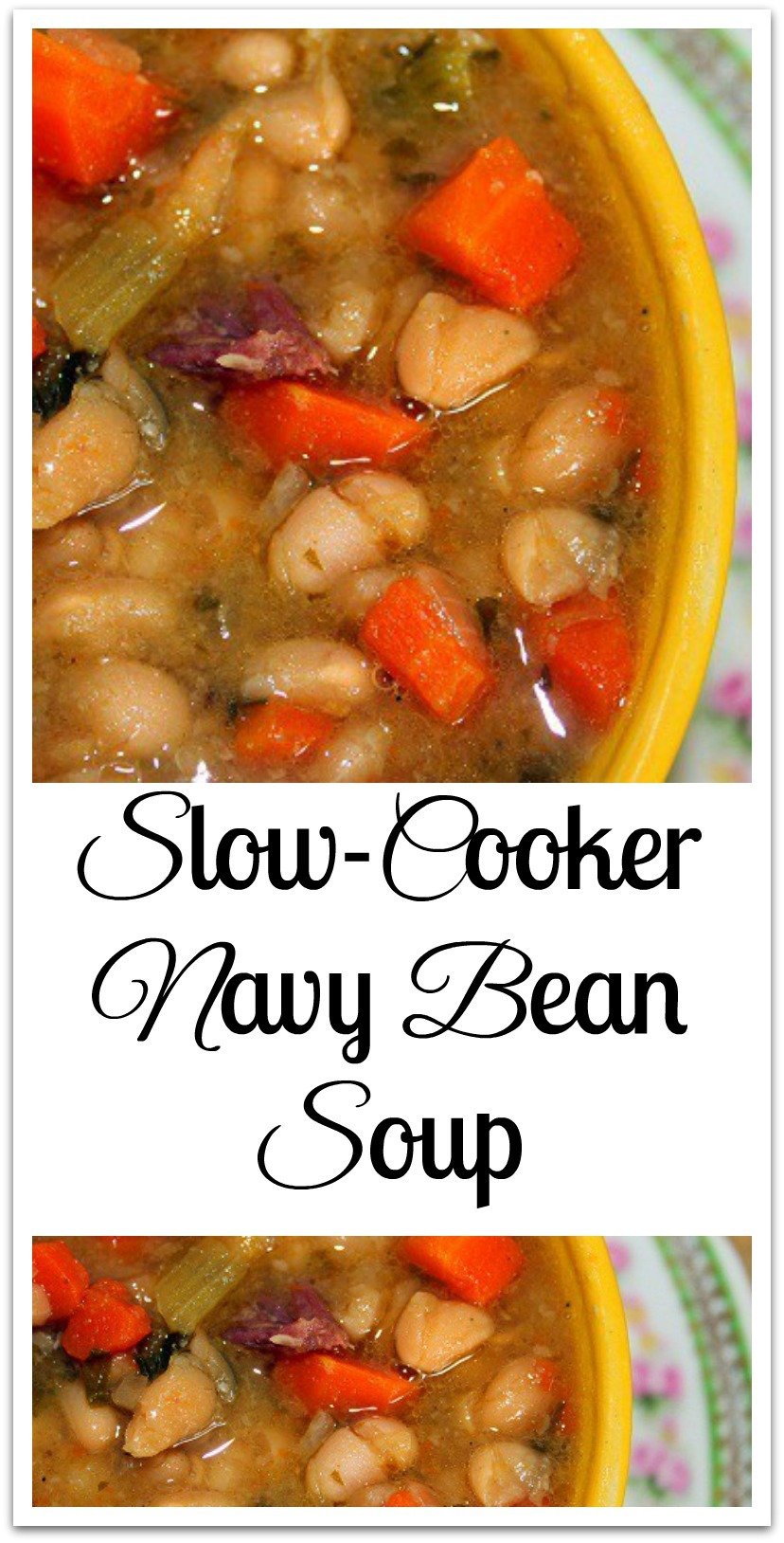 Navy bean soup is easy, nutritious, delicious, hearty and debit card friendly.  That's a winner in anybody's book. #SlowCooker #NavyBean #SouthernSoup