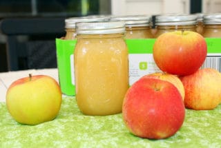 Homemade Applesauce. Recipe for applesauce along with canning instructions and an apple weights and measures chart.