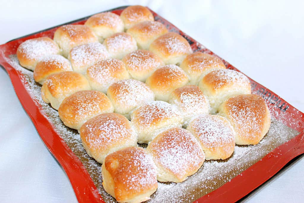 School Lunchroom Rolls on baking sheet.