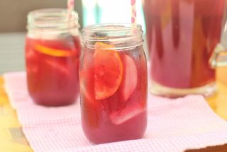 Triple Berry Sweet Ice Tea. A sweetened puree of berries is added to Southern Sweet Tea to make a refreshing summer sipper. #berry #southern #sweet #ice #tea #beverage