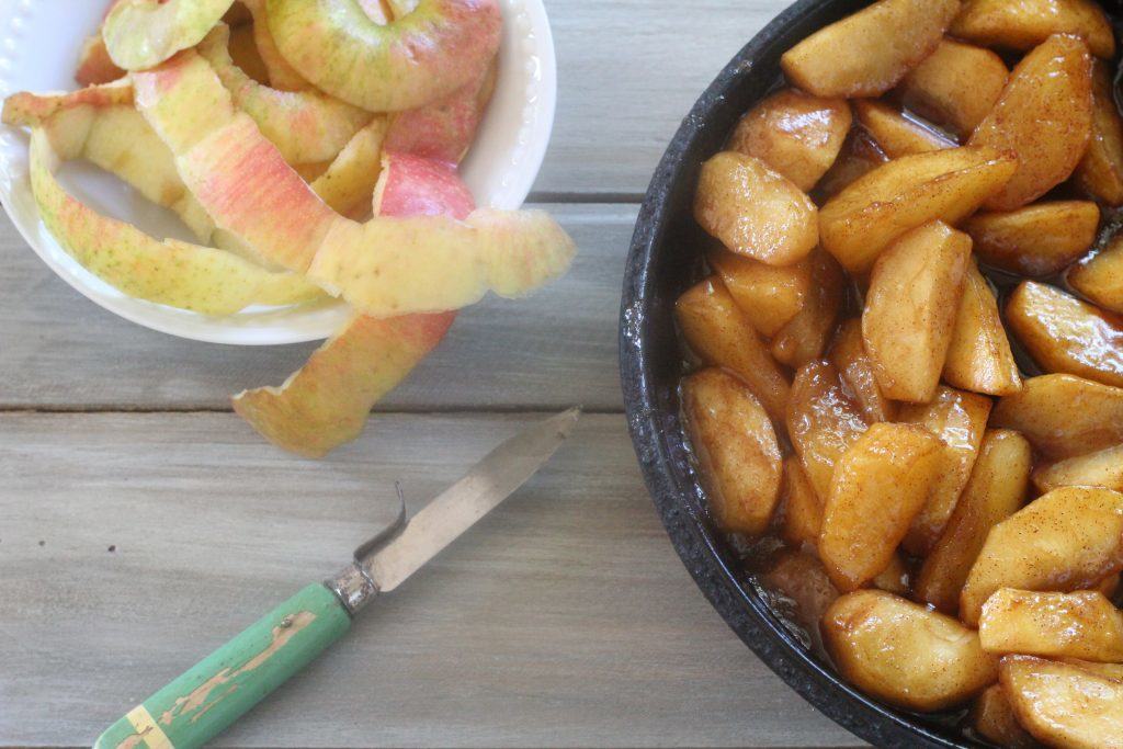 Fried Apples in baking dish.