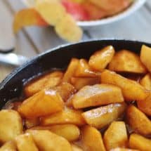 Fried Apples. Sliced apples cooked in butter, brown sugar and cinnamon. Serve for breakfast or along side a pork dish for supper.