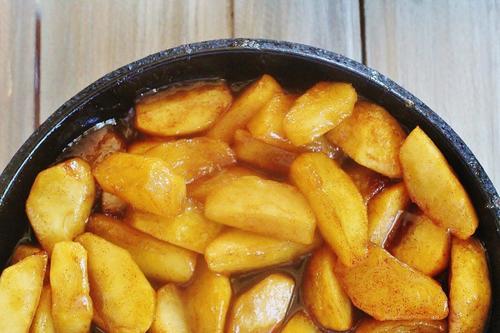 Fried Apples in baking dish.