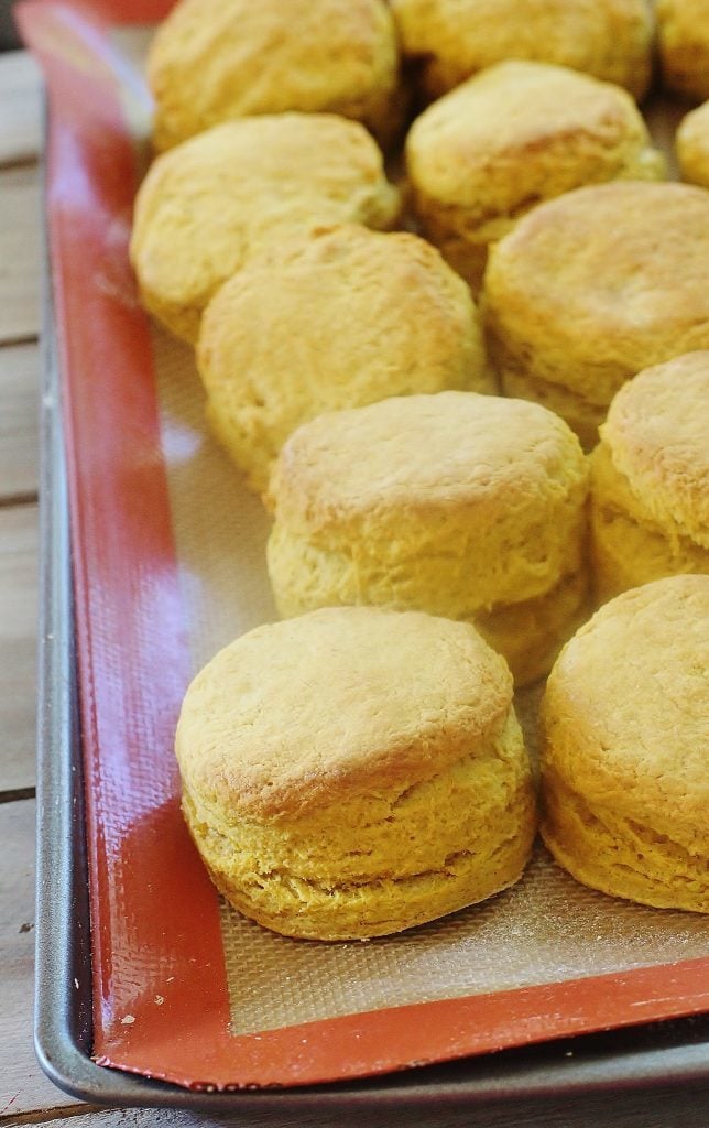 Pumpkin Pie Biscuits on a baking sheet