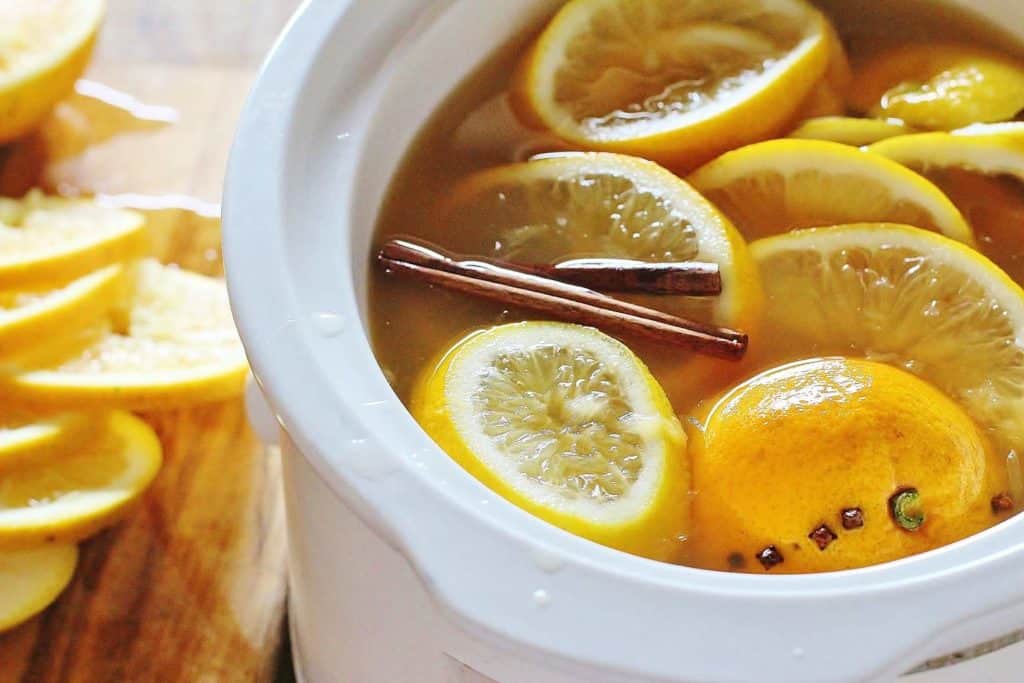 Slow Cooker Hot Mulled Apple Cider. Apple cider with oranges, lemons, brown sugar, cloves and cinnamon sticks