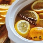 Slow Cooker Hot Hot mulled apple cider in a slow cooker