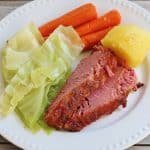 Corned Beef Dinner. Corned beef brisket slow simmered for hours on the stovetop with added cabbage, carrots, and potatoes.