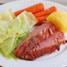 Corned Beef Dinner. Corned Beef Brisket slow simmered for hours on the stovetop with added cabbage, carrots, and potatoes.