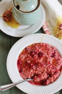 Cranberry Oatmeal. Fresh cranberries and brown sugar form a lite syrup and are added to quick cook oatmeal for a delightful breakfast.