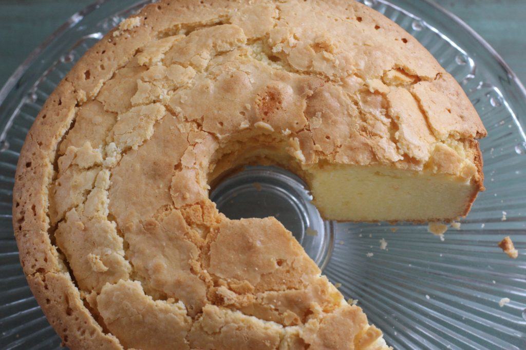 Cream Cheese Pound Cake on platter.