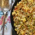 Vegetable Fried Rice. Sauteed vegetables, cooked rice, scrambled eggs and soy sauce in a one skillet meal.