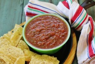 Salsa in a bowl served with chips