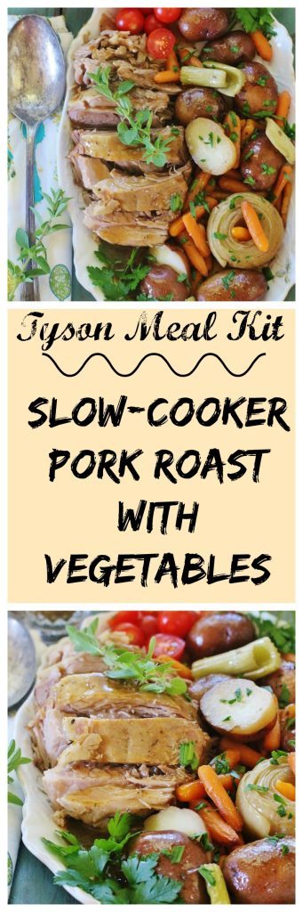 Slow-cooker Pork Roast and Vegetables - everything you need for a meal. Tyson Meal Kit and I Heart Publix giveaway. Contest ends 4/30/16.