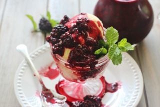 Blackberry Bourbon Crush. Blackberries roasted with brown sugar, cinnamon, lemon slices and bourbon. The berries are crushed to make a syrup and used as a topping for ice cream, oatmeal, waffles, pancakes. Add to lemonade for blackberry lemonade.