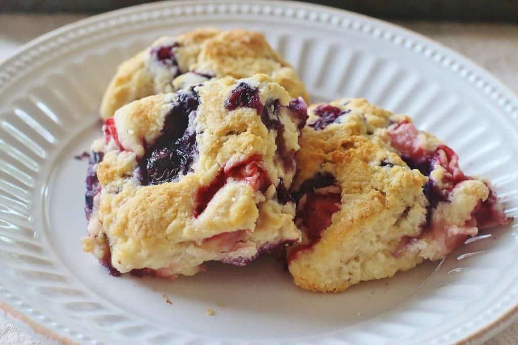 Strawberry Blueberry Biscuits on plate.