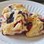 Strawberry Blueberry Biscuits. Fresh strawberries and blueberries baked in a slightly sweet buttermilk biscuit.