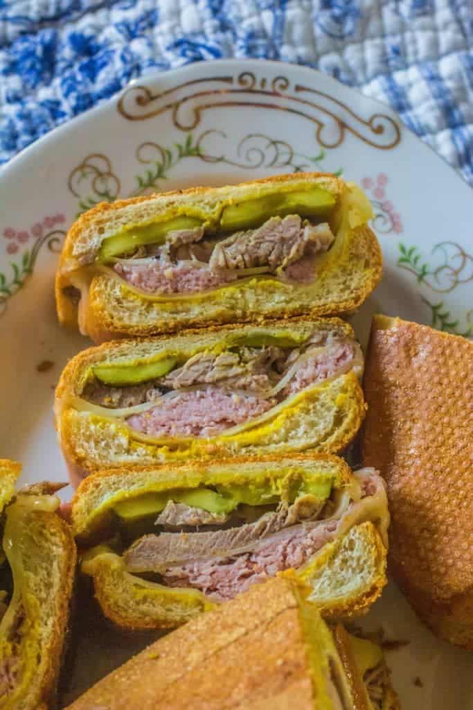 Authentic Cuban Sandwich on plate.