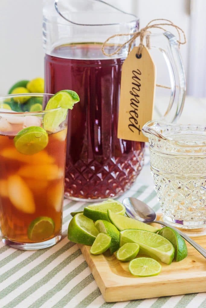 Barbados Tea. Brewed tea served West Indies style sweetened with simple syrup and served with lime.