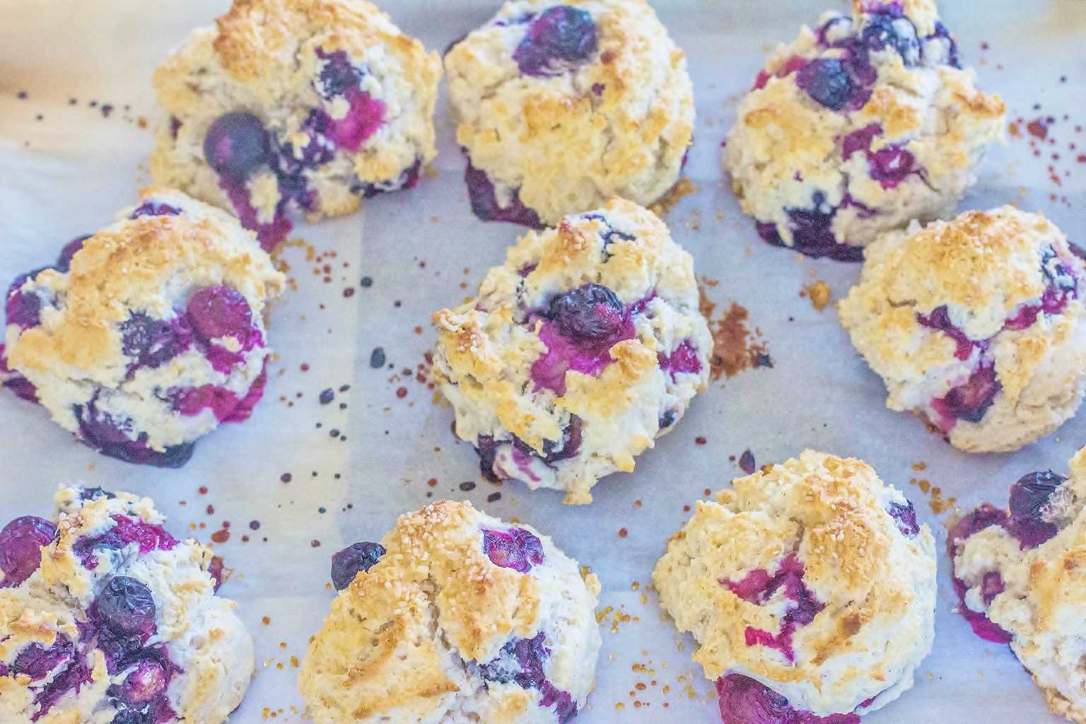 Blueberry Cream Biscuits with Blueberry Lime Butter Syrup and Biscuits