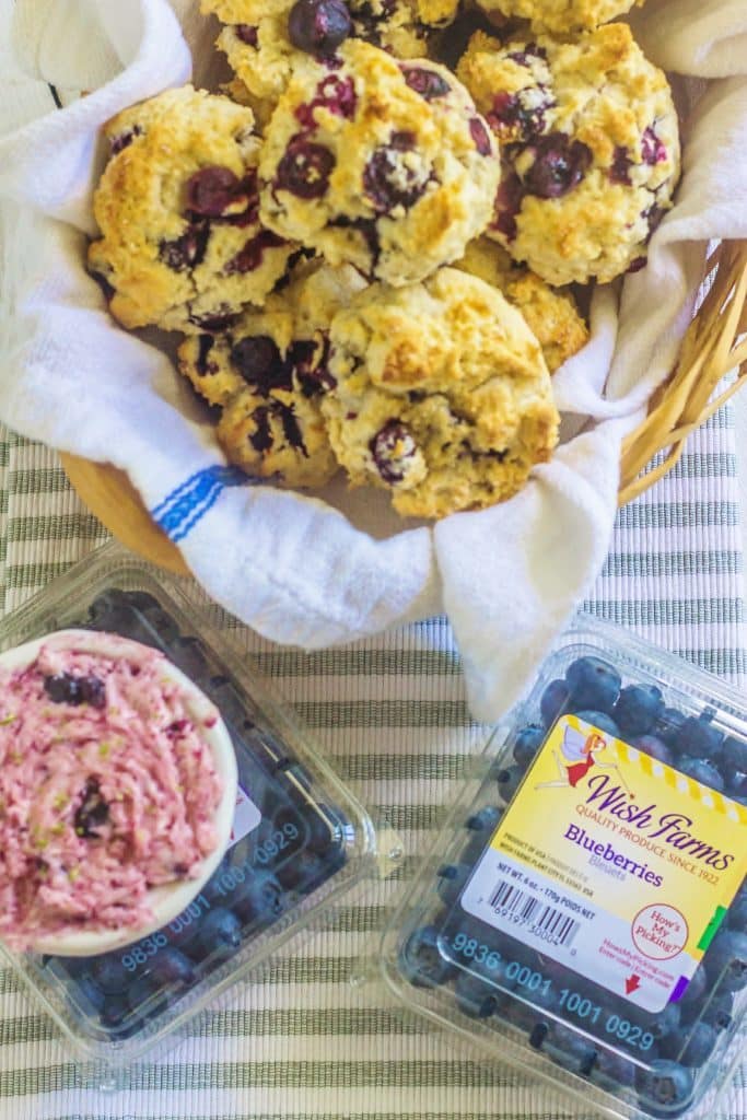 Blueberry Cream Biscuits with Blueberry Lime Butter. Easy-to-make cream biscuits don't require rolling or cutting.