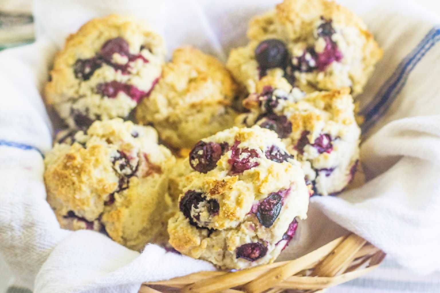 Blueberry Cream Biscuits with Blueberry Lime Butter Syrup and Biscuits