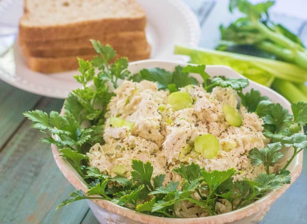 Old Fashioned Chicken Salad in bowl.