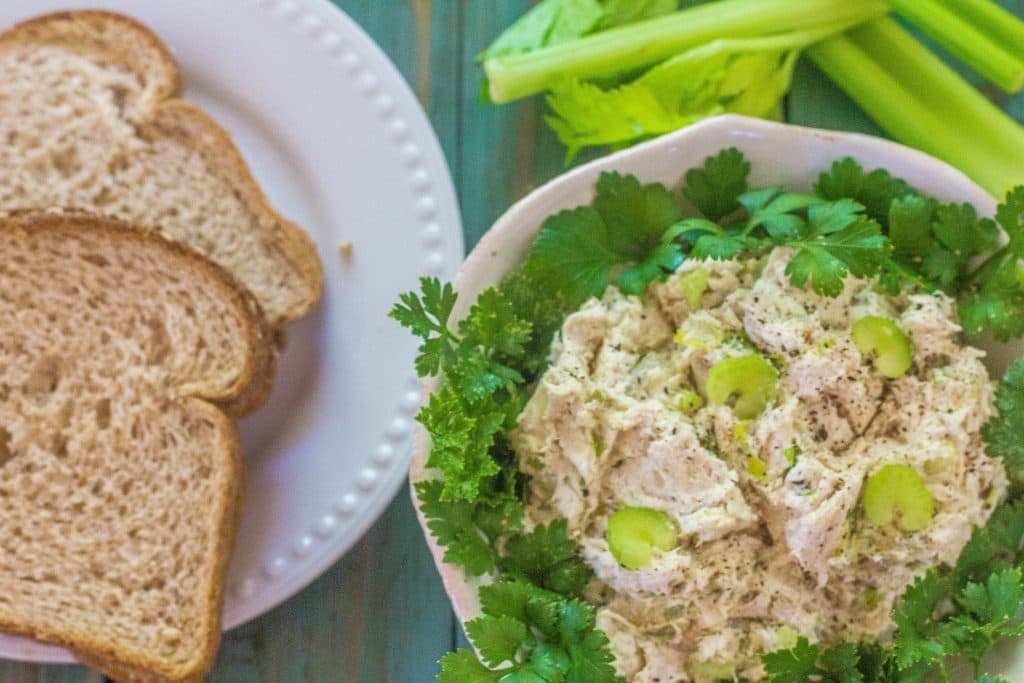 Old Fashioned Chicken Salad in bowl.