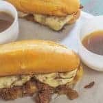 Slow-Cooker French Dip Sandwich. Beef roast and onions slow cook in seasoned stock until tender. Serve on a toasted cheese roll with a side of broth for dipping.