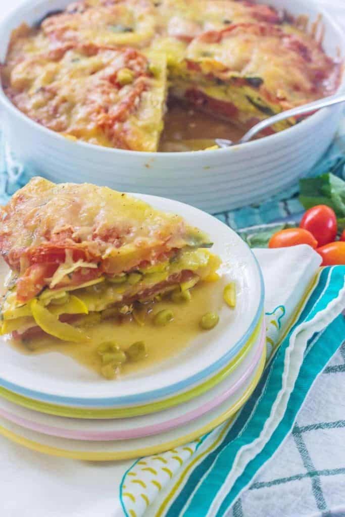Southern Summer Vegetable Casserole. Favorite southern summer vegetables (tomatoes, yellow squash, zucchini, sweet onions) layered with fresh herbs and cheese.