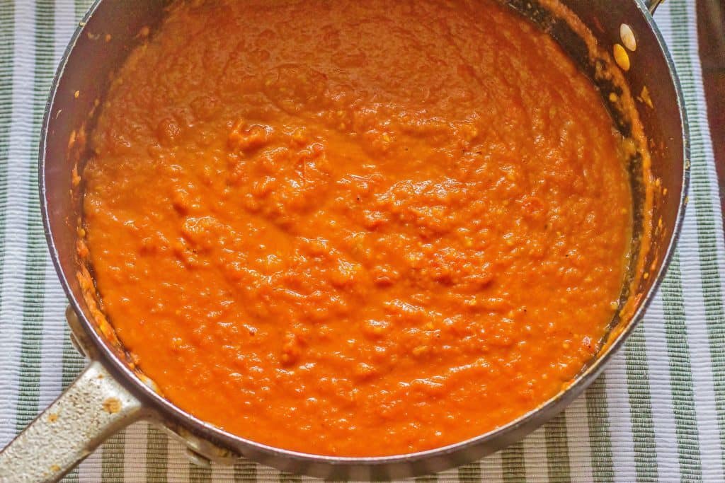 Homemade Basic Tomato Sauce. A great way to use up a bounty of tomatoes. Easy to make. Freezes well.